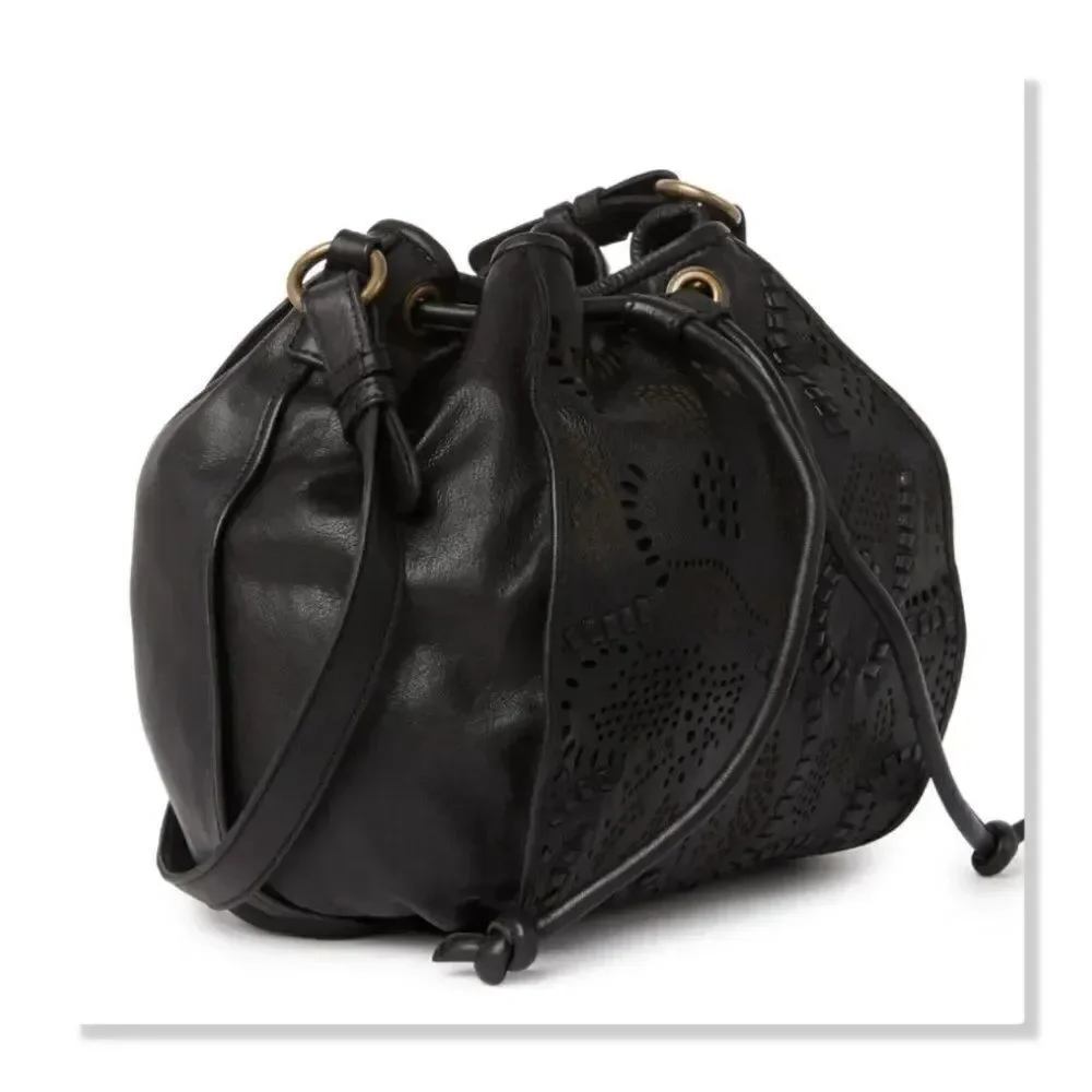 Frye Vivian Leather Bucket Bag in Black - NEW